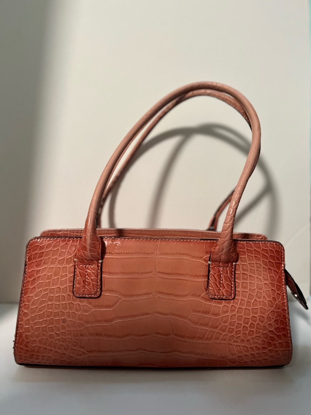 Tommy Hilfiger Croc-Embossed Shoulder Bag in salmon pink